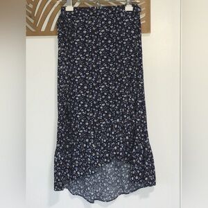 Madewell High-low Wrap Floral Skirt Size 4 Adjustable -fits like SM/Medium Navy